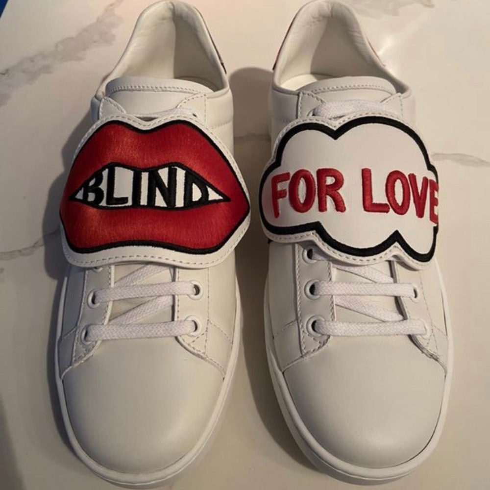 Gucci “Blind for love” Ace patch sneaker sz 37+
